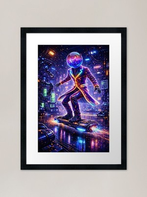 Prisma-9 Uturistic Urban Rider F Gerahmtes Wandbild Poster Leinwanddruck Bild