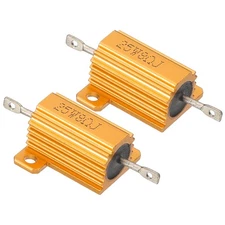 2Pcs 25W 8 Ohm Aluminum Shell Resistor Housing Resistor 5% Tolerance Golden