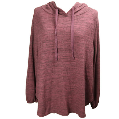 Terra & Sky Long Balloon Sleeve Hoodie Hooded Sweater Heather Purple 0X (14W)