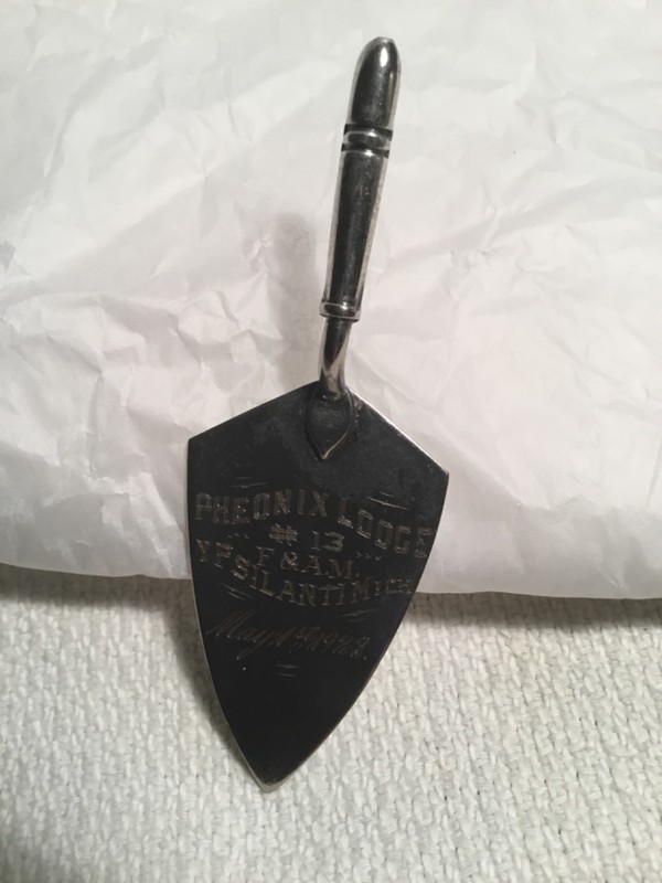 VINTAGE 1923 MASONIC TROWEL YPSILANTI MICHIGAN PHEONIX LODGE