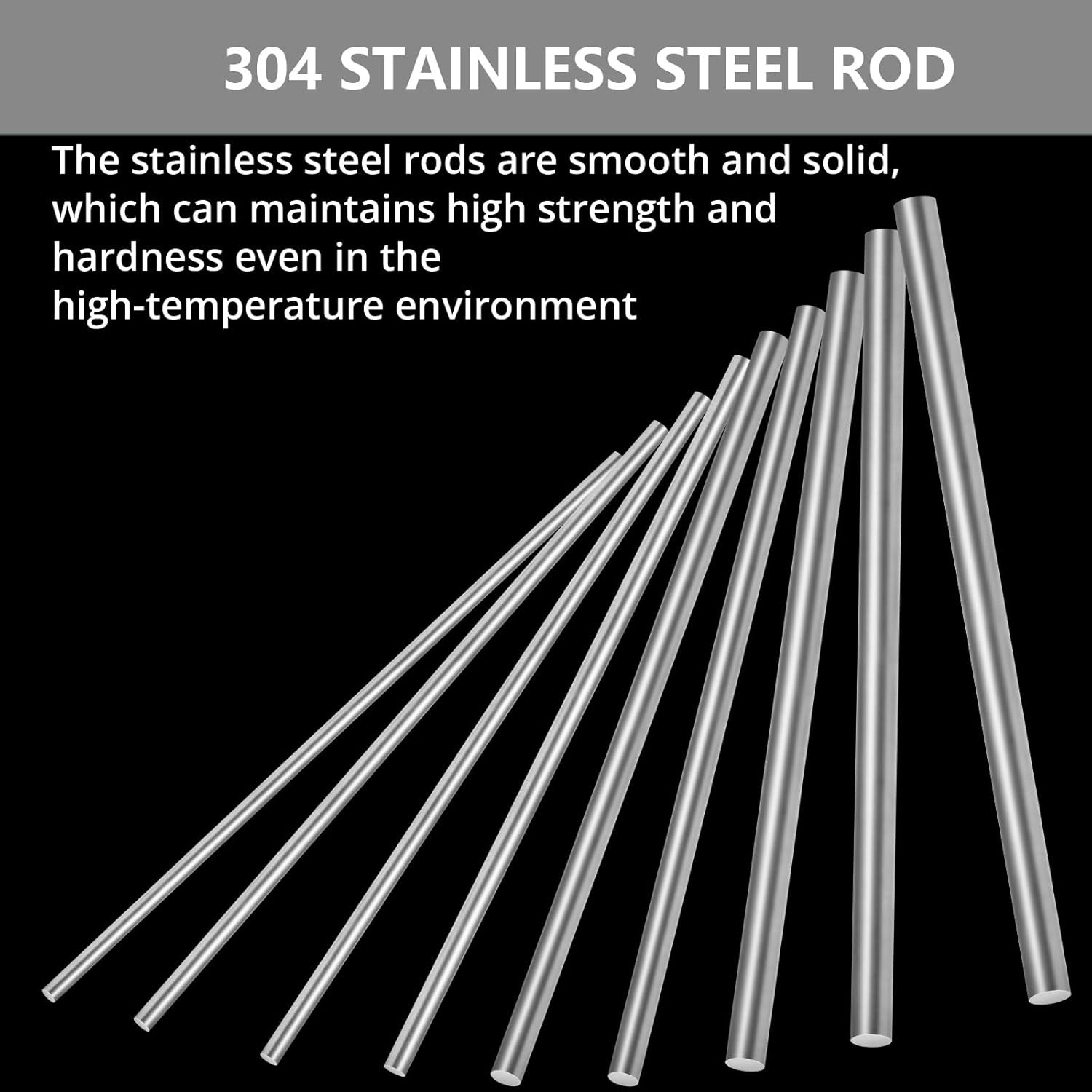 12 Pcs 304 Stainless Steel Round Rod,Phiowocx 1/8” x 12” Metal Solid 3mm 