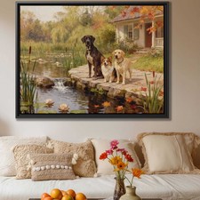 Great Dane Dog Wall Art Oil Painting Corgi Canvas Print for Dog Lovers Decor