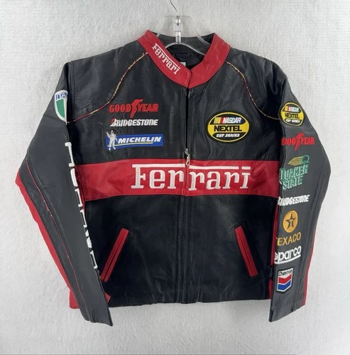Vintage Ferrari racing jacket Rare black Leather READ image 8
