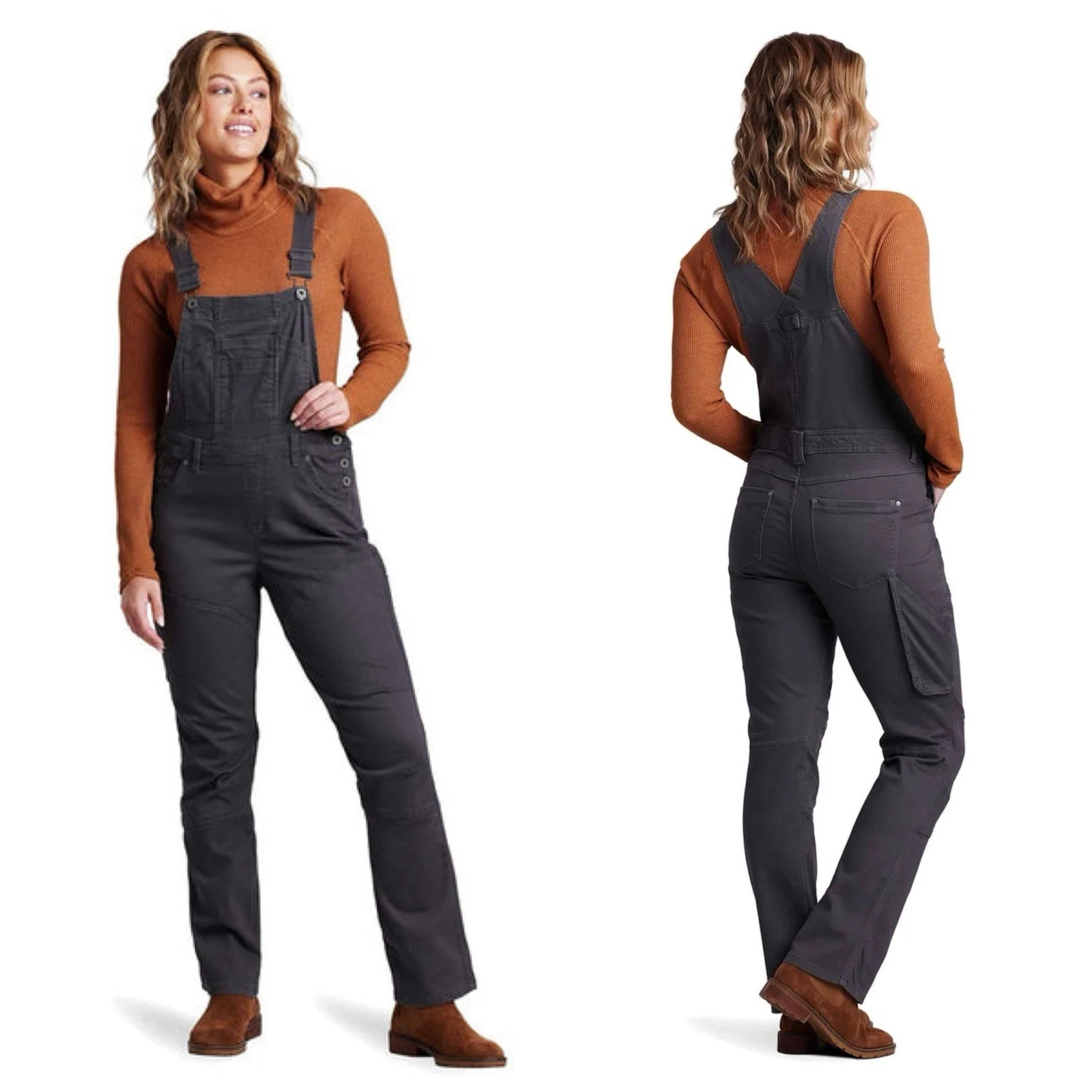 Kuhl Women’s Kontour Kraft Overall Jumpsuit Workwear Outdoor in Charcoal Twill 0