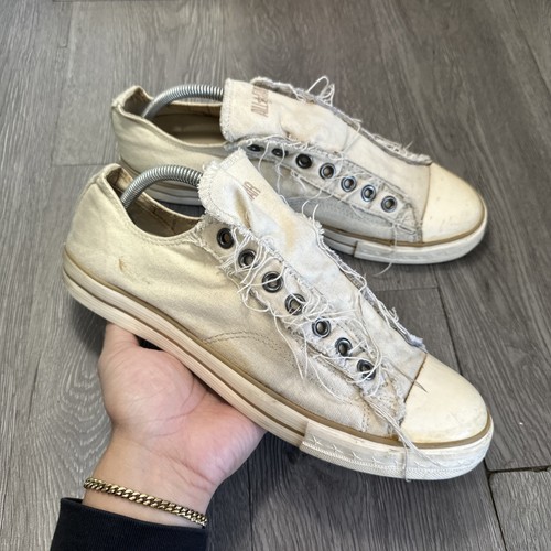 Converse All Star x John Varvatos Cream Laceless Slip On Distressed M 9 Women 11
