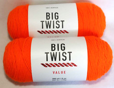 LOT OF 2 BIG TWIST VALUE VARSITY ORANGE 100 ACRYLIC YARN SAME LOT NUMBER