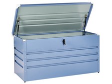 Große Metall-Gartentruhe 400 l blau Kissenbox Auflagenbox für die Terrasse wasse