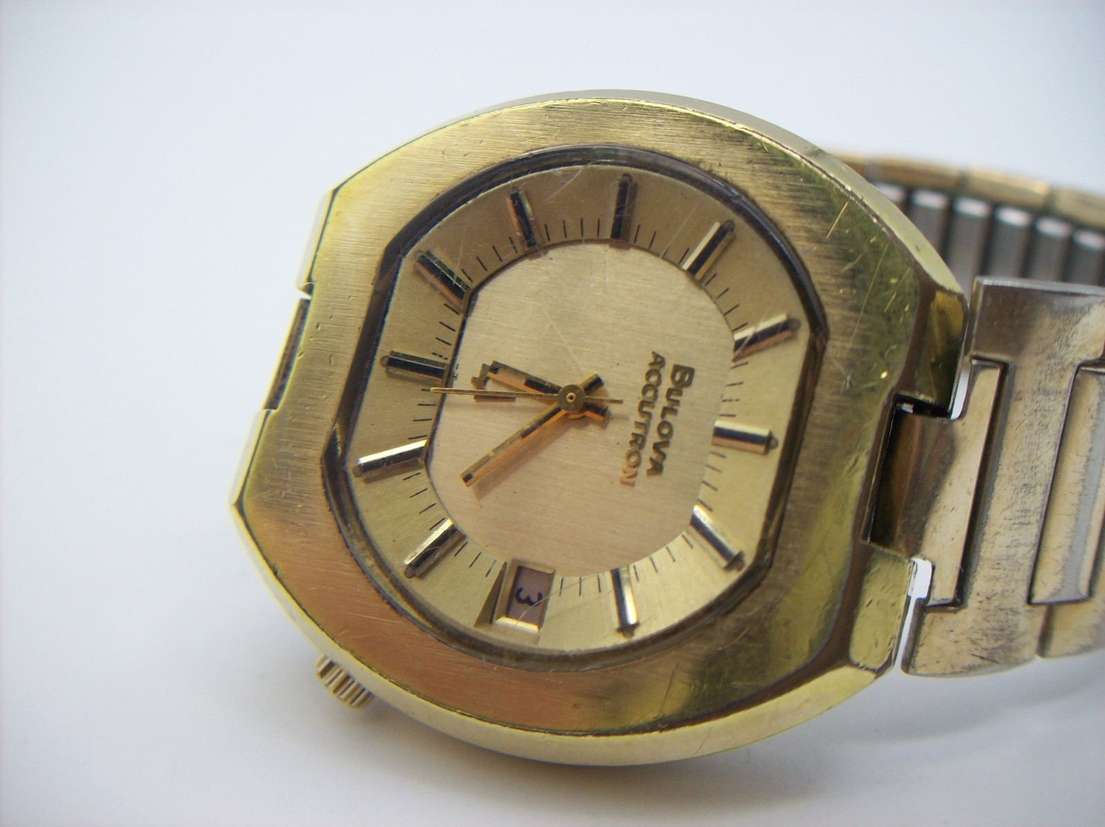 Vintage 1974 BULOVA ACCUTRON N3 Date 10k RGP Mens Watch, *WORKS
