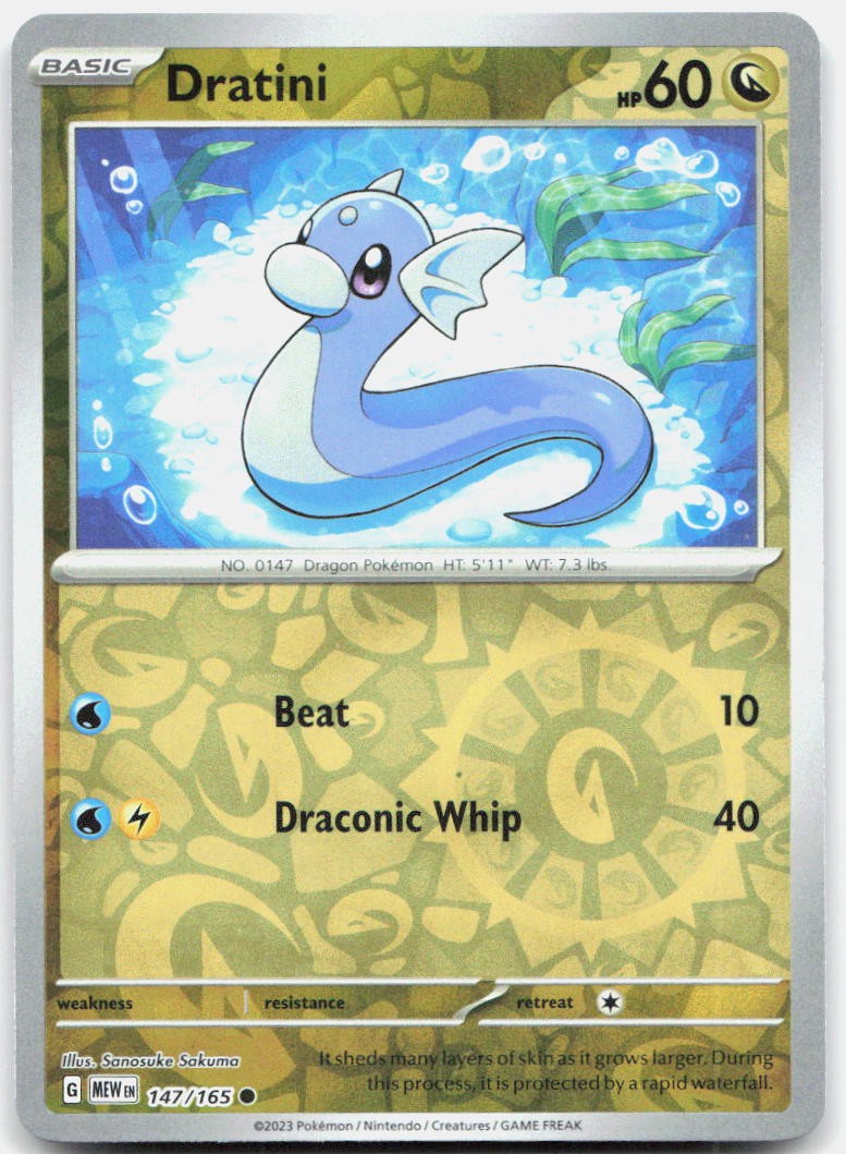 Dratini 147/165 Common 151 Pokemon Reverse Holo Near Mint