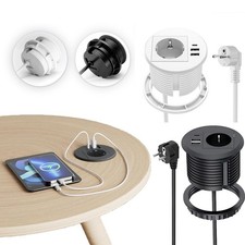 Einbausteckdose Tisch Einbau Möbel Küche Unterbau Steckdosenleiste Steckdose USB