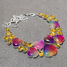 Multi Solar Quarz Citrin Edelstein handgefertigte ethnische Schmuck Halskette...