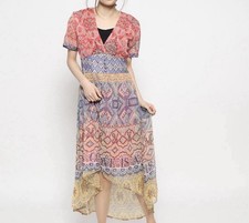 Desigual Women's Multicoloured Summer Geometric Short Sleeve Dress Size 38