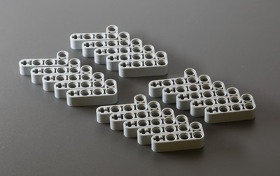 LEGO Technic: 20x Liftarm Modified Bent 2 x 4, Light Bluish Gray