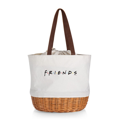 Picnic Time Friends Coronado Canvas And Willow Basket Tote Picnic Bag