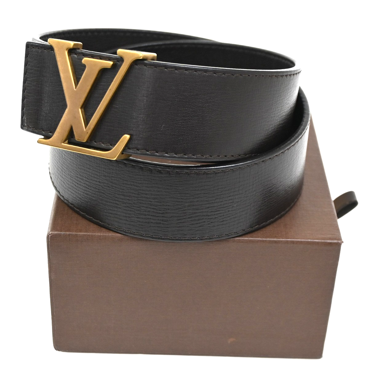 Louis Vuitton Belt Ceinture M6902 Leather Dark Brown LV for sale