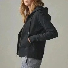 American Giant Womens Black Cotton Full Zip Hoodie Sweatshirt Size S Made in USA