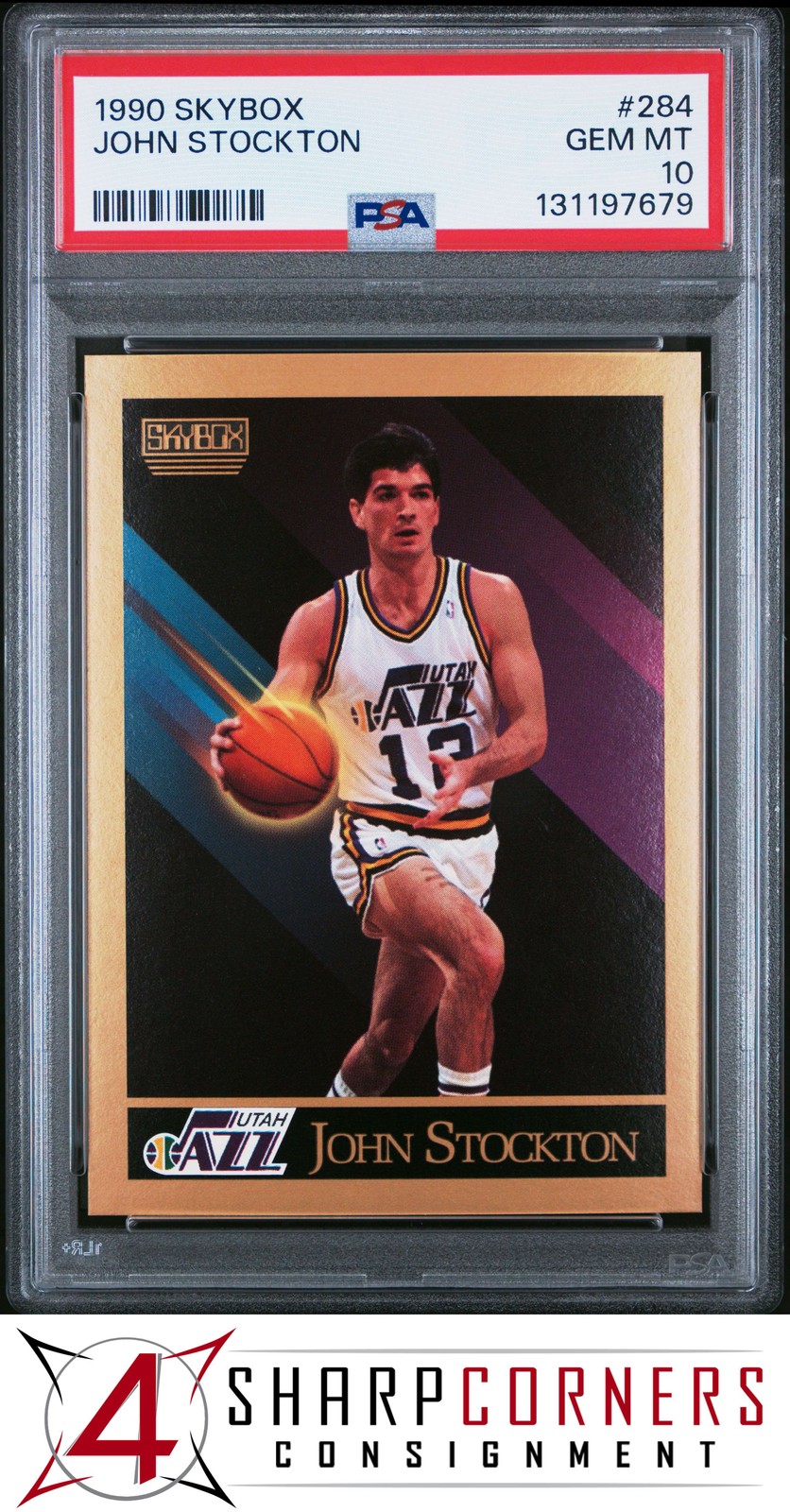 1990 SKYBOX #284 JOHN STOCKTON JAZZ HOF PSA 10