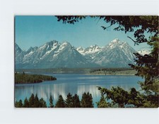 Postcard Teton Range Across Jackson Lake Wyoming USA