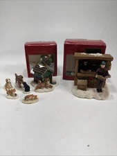 St Nicholas Square Village Collection Pets Newspaper Stands Xmas Lot