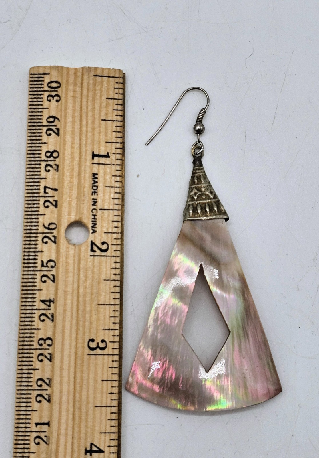 Vintage Abalone Shell Triangular Large Statement … - image 5
