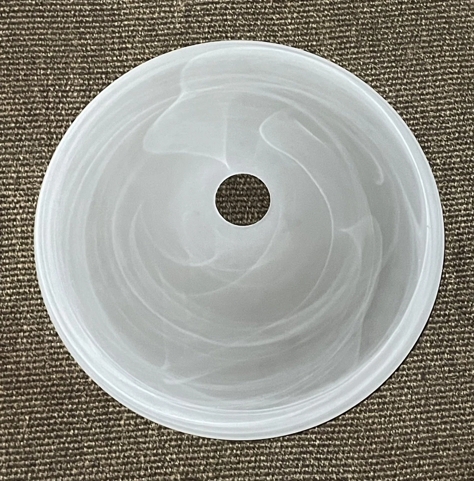 Pair of Vintage Frosted Swirl Glass Light Shades 35 cm Art Deco Ceiling Domes - Image 3 of 4