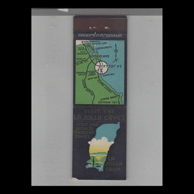 Matchbook Cover 1930s Crown Match Co La Jolla Caves La Jolla, CA