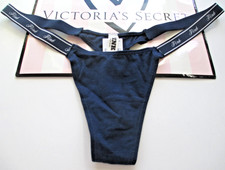 VICTORIA'S SECRET PINK Cotton High Leg Micro Thong Panty VS Blue S M L XL Logo