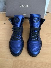 Sneakers alte Gucci da uomo in pelle blu da ginnastica UK 7,5