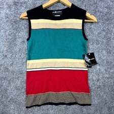 Vintage Sag Harbor Knit Tank Top Women XS Sweater Vest Retro Colorblock 70s 80s