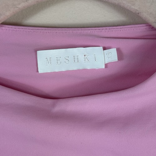 MESHKI Damen Gr. XS Bubblegum Rosa Langarm Offener Rücken Bodycon Minikleid - Bild 3 von 4
