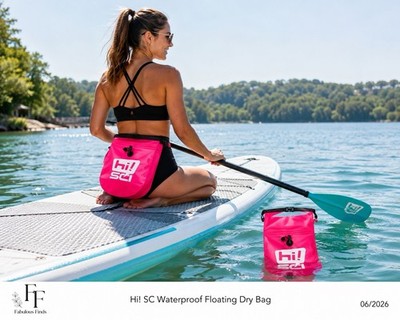 Hi! SC Waterproof Floating Dry Bag Pink Roll Top Swim Kayak Beach Dry Bag 22 