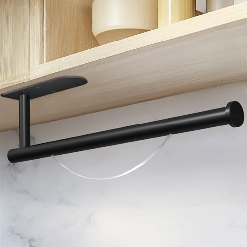 Porte Sopalin Mural sans Perçage Inox Noir, Support Essuie Tout Cuisine avec Frein Amovible