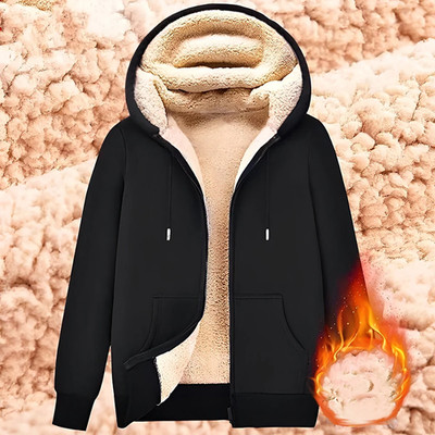 Unisex Lammwoll Style jacke Kapuzenpullover Warm Fleece Mantel Hoodie