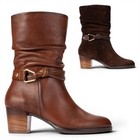 Pikolinos Bottes Femme En Cuir Zip Talon 5 cm Mi-Mollet Marron Foncé