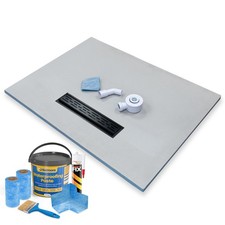 Wet Room Shower Tray Linear Drain Longside Drain Position Black Grate Design