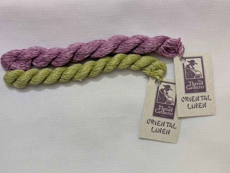 Thread Gather Oriental Linen 2 Skeins Spring Orchid and Newt Green - Image 3 of 3