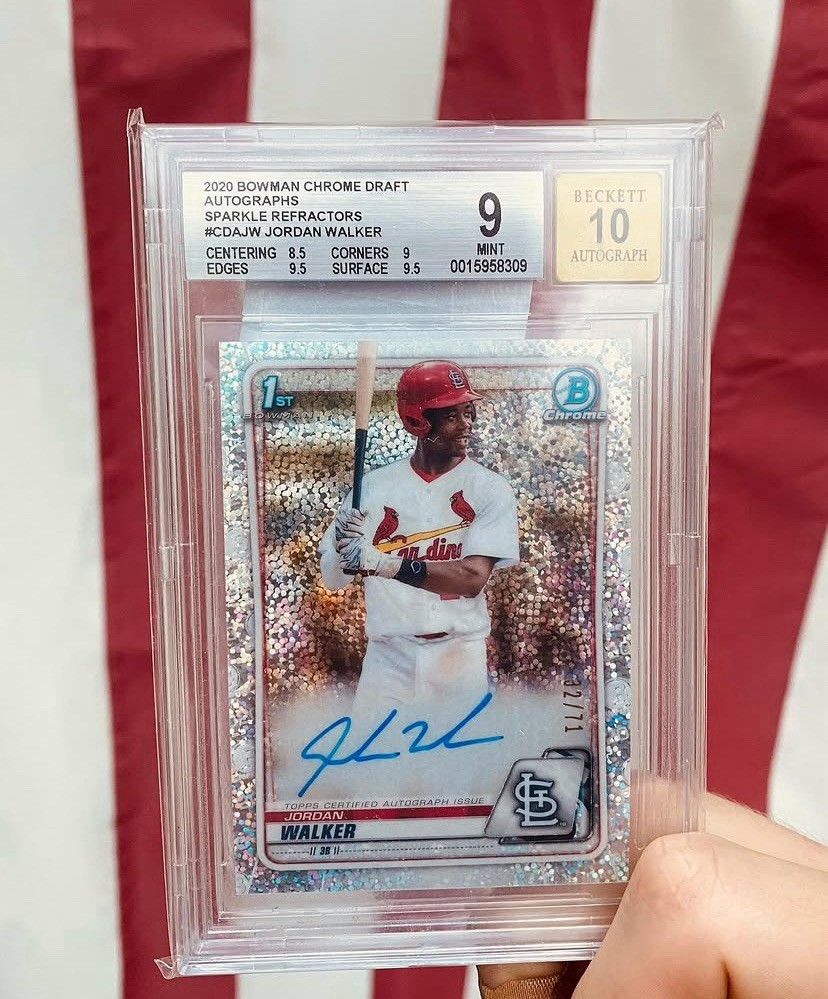 2020 Bowman Chrome Draft Jordan Walker Sparkle Auto /71 BGS 9