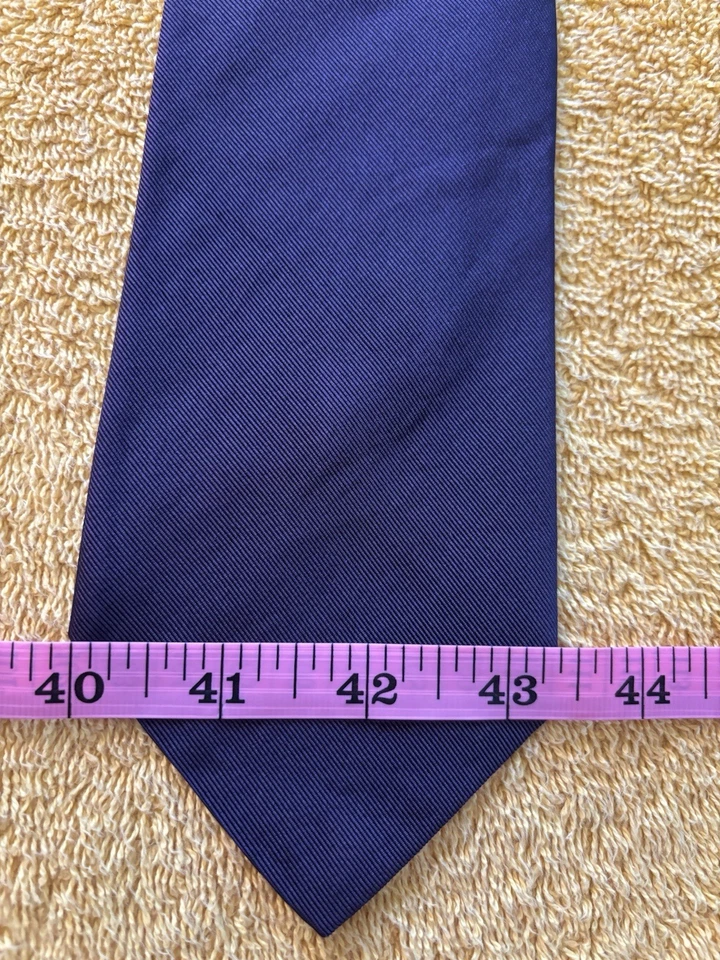 Polo Ralph Solid Purple Silk/Cotton Mogador Tie 3 3/8 x 56 Handmade in USA - Image 4 of 4