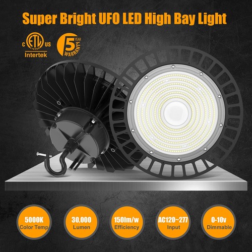 200 Watt LED UFO High Bay Light Factory Warehouse Shop Fixture Commercial 5000K - Picture 3 of 12