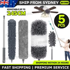 5pcs Telescopic Microfiber Feather Duster Extend Handle Home Cleaner Dust Long