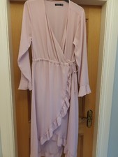 BooHoo Pink Chiffon Wrap Dress Size 16 Pink  