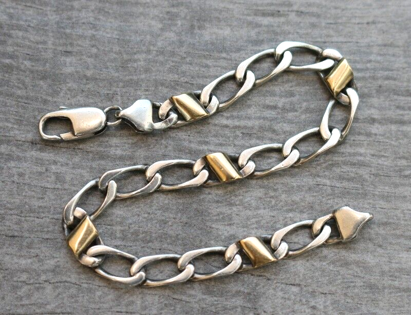 Vintage Tiffany & Co Sterling Silver 18k Yellow Gold Curb Vintage Tiffany & Co Sterling Silver 18k Yellow Gold Curb