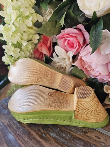 BOSTON BELLE Vibrant Lime Green Leather Slingback Heels 41 / 9.5 - Picture 10 of 14