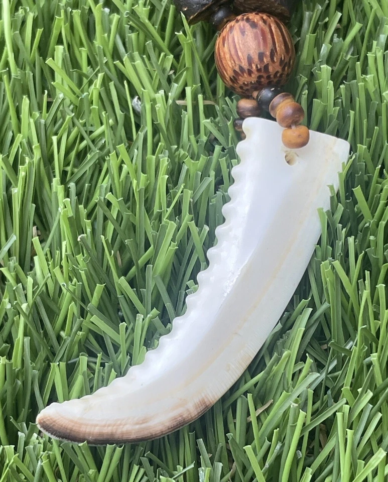 ✅Collar para hombre Hawaii Shell en forma de diente colgante surfista 17,5" madera de puka marrón Foto 3 de 4