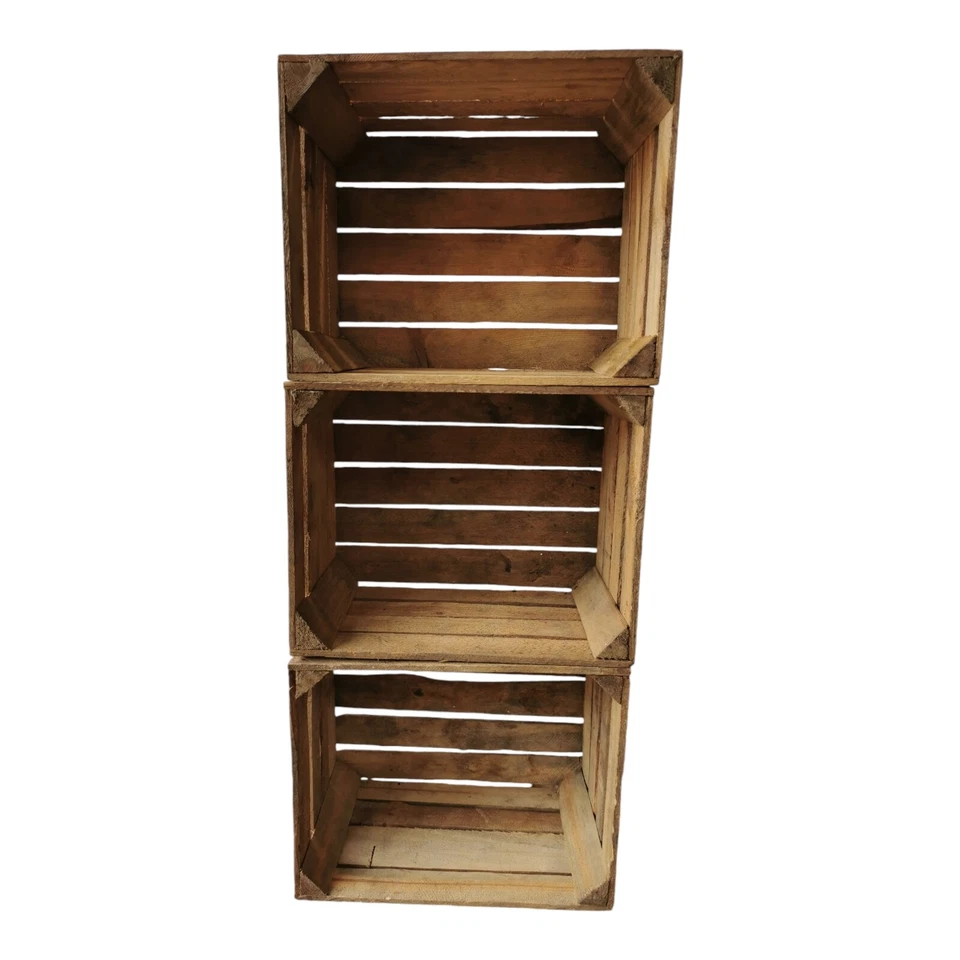 3er SET Holzkisten Obstkisten Weinkisten 2.Wahl 50x40x30cm Natur Vintage - Bild 4 von 4