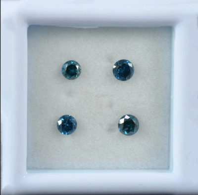 4 Pieces 2mm To 3mm Natural Blue Diamonds lot #gemsindia