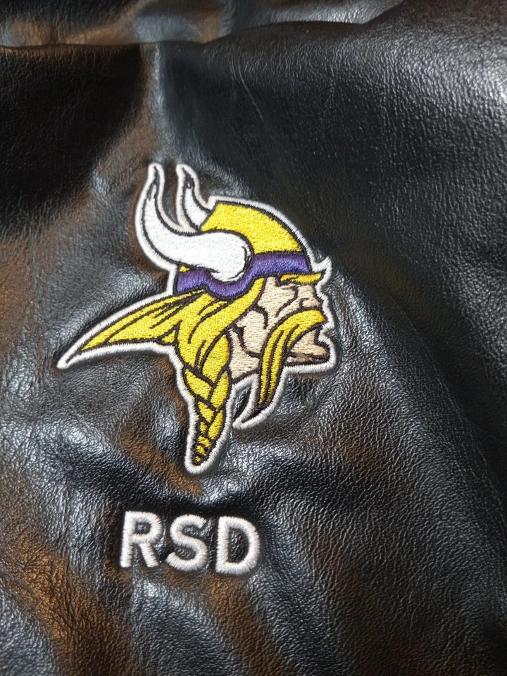 Bolso de Lona NFL MN Vikings Cuero Negro Herrajes de Alta Resistencia ¡Dejado en Superdome! Foto 4 de 4