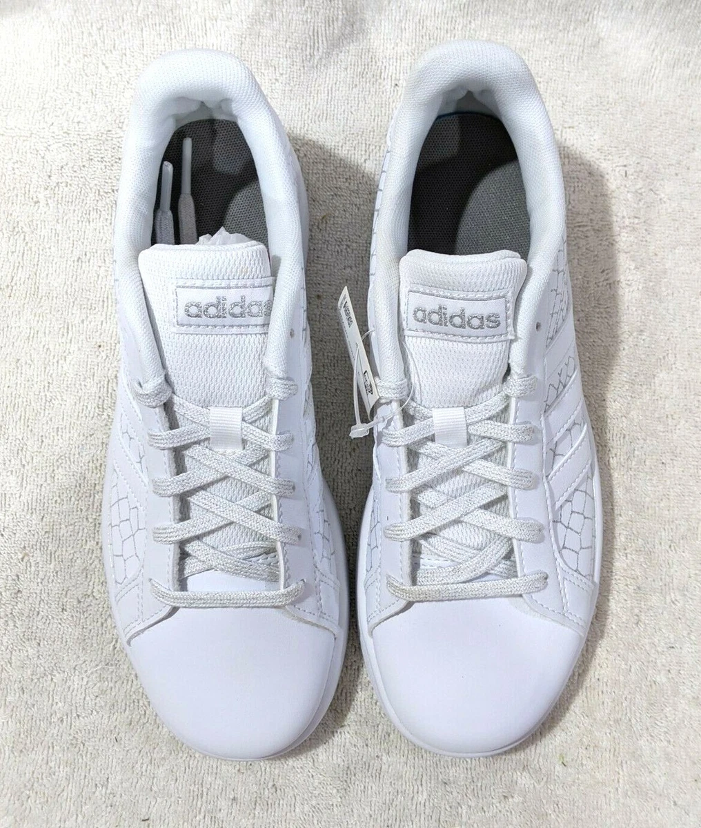 adidas Grand Court K White/Silver Girl&#039;s Sneakers Assorted Sizes NWB FW4575 | eBay