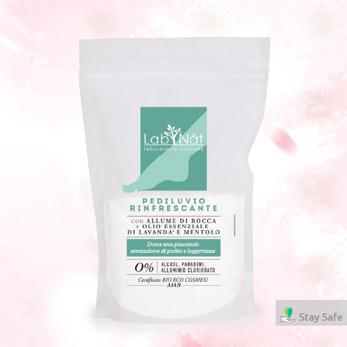 LABNAT Pediluvio Rinfrescante con  Allume di Rocca, lavanda e mentolo - 120 g