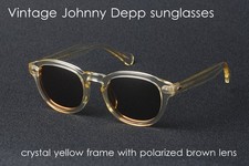 Retro brown polarized sunglasses Johnny Depp yellow glasses men women sunglasses